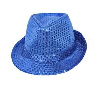 Qianly Sequins Fedora Funky Party Cowgirl Hats for Travel Outdoor Beach Masquerade, Blue