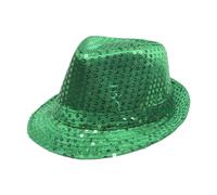 Qianly Sequins Fedora Funky Party Cowgirl Hats for Travel Outdoor Beach Masquerade, Green