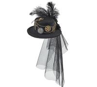 Qianly Steampunk Top Hat,Gothic Vintage Head Gear Fancy Dress Flower Feather Decorative with Goggles Headwear Fedoras for Party Supplies,Women Men