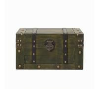 Qianly Storage Trunk with Hinged Lid Sturdy Wooden Trunk Retro Storage Chest for Collectors, Photographers, Distressed Green, Large