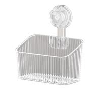 Qianly Suction Cup Storage Basket Easy to Clean Kitchen Holder Reusable Draining Storage Bin for Renters, Pantry, Washroom, White 1 Pack