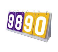 Qianly Tabletop Score Flipper, Sports Scoreboard 4 digits Manual Score Flip Cards Flip Number Score Board for Volleyball Football, Purple Yellow