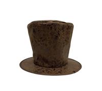Qianly Tall Top Hat Stage Costume Top Hat with Wide Brim Plain Headwear for Actors, Brown, Suede Fabric