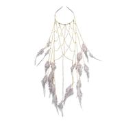 Qianly Tassel Feather Headband Headdress Summer Sparkling Extra Long Head Chain Rhinestone Hair Accessories for Bridal Prom Holiday, Gold