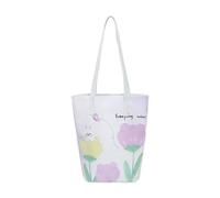 Qianly Tote Bag Large Capacity Flower Grocery Bag for Women Girls Gym Working Holiday, Violet