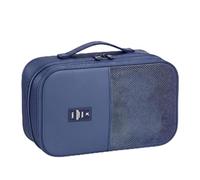 Qianly Travel Footwear Pouch Waterproof Luggage Shoe Organizer Easy to Clean Packing Cube for Commuters, Gym, Navy Blue, L