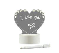 Qianly USB Message Boards Sign LED Lamp Bedside Bar Cafe Writing Table Clear Whiteboard Board Office Home Note Board for Children Gift