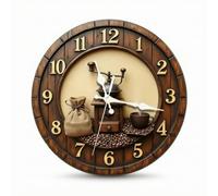 Qianly Wall Clock Round Wooden Timekeeper Vintage Style Quiet Movement Artistic 3D Pattern Arabic Numerals Decorative Clock suitable for living room kitchen, 20CM, Nordic