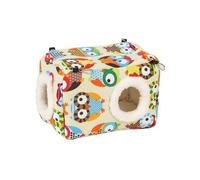 Qianly Warm Thickened Bird Sleeping Nest With Soft Fleece Padding And Hanging Attachment Points For Pet Birds Inside Enclosure Owl Print Design Provides, Style A