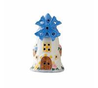 Qianly Windmills House Night Light Great Gift Idea Ceramic Windmills Lamp Timeless Design Cute Cottage Table Lamp for Girls, Women, Nursery, Blue
