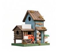 Qianly Wooden Birdhouse Country Cottage Aesthetic Hanging Birdhouse Decorative Bird House for Gardeners, Garden, Yard, Patio