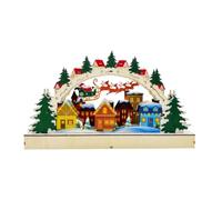 Qianly Wooden Holiday Tabletop Decoration with Village Houses And Light