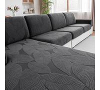 QIANMEW Couch Covers for Sectional Sofa,Washable Waterproof Couch Cushion Covers Stretch L Shape Sofa Cover Furniture Protector for Kid and Dog (Back Couch Cover,Dark Gray)