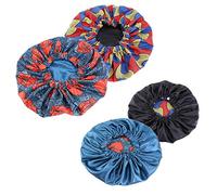 Qianmome Women Double-Layer Extra Large Print Satin Bonnet Sleep Cap African Pattern Fabric Ankara Bonnets - - IN