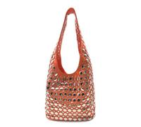 Qiannaura Y2K Hobo Shoulder Bag Punk Studded Top Handle Bag for Women Tote Handbag Fall Trend Purse, Orange