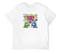 Qianqianzhi Men's Bubble Bobble Adult Cotton Funny NES Retro 90S 8-Bit T-Shirts White S