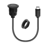 QIANRENON 10Gbps USB C 3.1 Threaded Fixed Mount Connector Short Cable PD 60W USB Type C 3.1 Male to Female Flush Mount Adapter,4K@60Hz video 20V3A Fast Charge,for Car/RV/Boat Dashboard,30cm/11.8in
