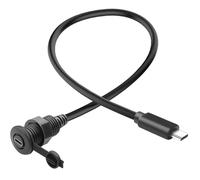 QIANRENON 10Gbps USB C 3.1 Threaded Fixed Short Cable Connector USB Type C 3.1 Male to Female Embedded Bulkhead Mount Adapter Waterproof Cable PD 60W 4K@60Hz, for Furniture Car RV, 30cm/11.8in