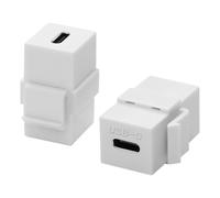 QIANRENON 10Gbps USB C Keystone Jack Adapter, USB3.1 Type C Female to Female Keystone Socket Coupler, 100W Charging, for Wall Plate Patch Panel, White, 2Pcs