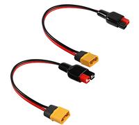 QIANRENON 12AWG 45A Connector to XT60 Male Cable Solar Panel to Lithium Battery Connector Adapter, for Outdoor Power Bank, Lithium Battery Pack, 30cm/11.8in,2pcs