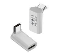 QIANRENON 140W 90° Angle USB4.0 C Adapter 40Gbps Type C Male to Female Right Angle Connector Extender PD140W/8K@60Hz, Al Housing, for iPhone 15 Serie Thunderbolt 3 Steam Deck, 2Pcs (Positive Bend)