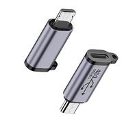 QIANRENON 18W Micro USB Male to USB C Female Charging Data Connector 480Mbps Micro USB2.0 Plug to USB C Jack Adapter, Al alloy/Hanging Hole, for MP3 MP4 Digital Camera car recorder, 2Pcs