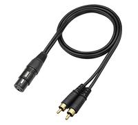 QIANRENON 1m/3.2ft XLR Female to 2 RCA Male Mono Conversion Cable, Dual Channel Y Splitter, for Mixer Amplifier KTV, Recording Studios, Live Performances