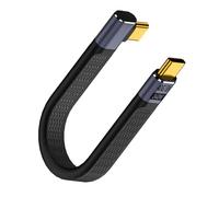 QIANRENON 240W USB4.0 C 90°Angle PD Fast Charging Short Cable 40Gbps Type C 4.0 Male to Right Angle C Male Flat Flexible Data Cable, for Thunderbolt 3/4 Smartphone Power Bank, 13cm/5.1in (Side Bend)