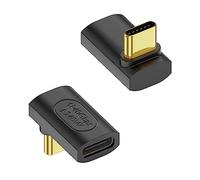 QIANRENON 240W USB4.0 C 90 Degree Angle Adapter 40Gbps Type C 4.0 Male to Female Right Angle Connector, Support 8K Audio/Video 240W/50V Charging, for Tablet Laptop Steam Deck, 2Pcs(Positive Bend)