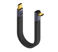 QIANRENON 240W USB4.0 C Male to 90° Angle Type C Male PD Fast Charging Short Cable 40Gbps USB Type C 4.0 Flat Soft Data Cable, for Thunderbolt 3/4 Power Bank Smartphone, 13cm/5.1in (Positive Bend)