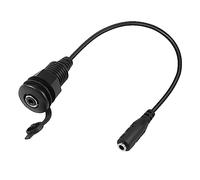 QIANRENON 3.5mm Stereo Threaded Fixing Mount Waterproof Cable, TRS Female to Female Embed Mount Headphone Socket Adapter for Extension Audio Port Car RV Furniture, 30cm/11.8in