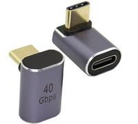 QIANRENON 40Gbps USB C 90° Angle Adapter USB4.0 Type C Female to Male Right Angle Coupler Data Transfer 100W Charging Type C OTG, for Laptop Tablet Phone, 2Pcs(Positive Bend)