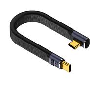 QIANRENON 40Gbps USB4.0 C Male to 90° Angle C Male Data Short Cable 240W USB Type C 4.0 PD Fast Charging Flat Flex Cable, for Thunderbolt 3/4 Smartphone Power Bank, 13cm/5.1in (Vertical Bend)