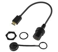 QIANRENON 4K Mini HDMI to HDMI Threaded Fixed Car Waterproof Cable Mini HDMI Male to HDMI 2.0 Female Mount Socket Extension Cable 4K@60Hz, for TV Graphic Card Camera Tablet Camcorder, 30cm/11.8in