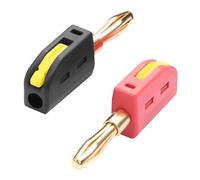 QIANRENON 4mm Banana Plug Solderless Connector 32A 4mm Banana Head Quick Connect Terminal Adapter Gold Plated M4 Red Black Test Plug, for Multimeter Testing Circuit Oscilloscope, Red & Black