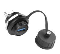QIANRENON 5Gbps USB3.0 Male to Female Threaded Fixed Waterproof Connector USB 3.0 Plug to Socket Bulkhead Mount Straight Adapter USB3.0 Converter Mounting Socket, for USB Data Transfer/Charge