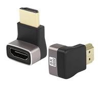 QIANRENON 8K 270 Degree Angle HDMI Male to Female Adapter Coupler HDMI 2.1 Down 90 Degree Right Angle L-shaped Extender,Support 8K@60Hz/4K@120Hz HDR, For TV Projector Laptop PC,2 Pcs,(Bend down)