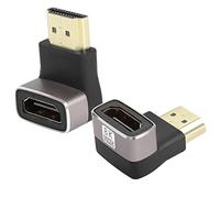QIANRENON 8K 90 Degree Angle HDMI Male to Female Adapter Coupler HDMI 2.1 Right Angle L-Shape Extender,Support 8K@60Hz/4K@120Hz HDR, For TV Projector Laptop PC,2Pcs(Bend up)