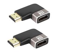 QIANRENON 8K 90 Degree Angle HDMI Male to Female Adapter Coupler HDMI 2.1 Right Angle L-Shape Extender,Support 8K@60Hz/4K@120Hz HDR, For TV Projector Laptop PC,2 Pcs,(Bend left)