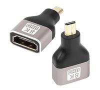 QIANRENON 8K Micro HDMI to HDMI Adapter Extender Coupler Micro HDMI Male to HDMI A Type Female Converter HDMI 2.1,Support 8K@60Hz/4K@120Hz HDR ARC,for Tablet Digital Camera Camcorder, 2Pcs