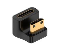 QIANRENON 8K Mini HDMI U Shape Angle Adapter UHD2.1 Mini HDMI Male to Mini HDMI Female 180 Degree Down HD Display Connector, LED Light, for DSLR Portable Camcorder Tablet PC, (Positivo)