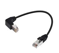 QIANRENON 90° Angle RJ50 10P10C Ethernet Cable,10P 10C Male to Right Angle Male Communication Cable,Cat5E,with Shield,Microphone Connections for Data and Mobile Radios,30cm/11.8in (bend down)