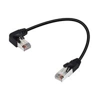 QIANRENON 90° Angle RJ50 10P10C Ethernet Cable,10P 10C Male to Right Angle Male Communication Cable,Cat5E,with Shield,Microphone Connections for Data and Mobile Radios,30cm/11.8in (Bend left)