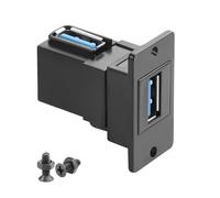 QIANRENON 90° Angle USB3.0 Rectangular Panel Mount Adapter Coupler 5Gbps USB 3.0 Female to Female Bulkhead Mount Right Angle Data Connector Module 5V/2A Charging, Installed in Dashboard Desktop Wall