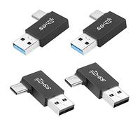 QIANRENON 90° Angle USB3.1 Male to USB C Male Charging Adapter 10Gbps USB3.1 Plug to USB C Plug L Angle Data Connector QC60W/PD15W (only A to C), for Wall Charger PC Laptop,4Pcs (2 Left+2 Right)