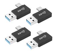 QIANRENON 90° Angle USB3.1 Male to USB C Male Charging Adapter 10Gbps USB3.1 Plug to USB C Plug Left Angle Data Connector QC60W/PD15W (only A to C), for Wall Charger PC Laptop,4Pcs (Left Bend)