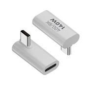 QIANRENON 90° Angle USB4.0 C Data Adapter Extender 140W 40Gbps Type C Male to Female Right Angle Charging Connector PD140W/8K@60Hz,Al Hull,for Thunderbolt 3 iPhone 15 Steam Deck,2Pcs (Vertical Bend)