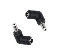 QIANRENON 90 Degree Angle DC Power Adapter 5.5mm x 2.5mm Male Plug to 5.5 mmx2.1mm Female Jack Right angle Coupler Converter 2Pcs