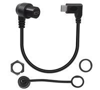 QIANRENON 90 Degree Angle USB C 3.1 Panel Flush Waterproof Cable 10Gbps Type C 3.1 Male to Right Angle Female Extension Cable, Threaded to Dashboard or Panel, 30cm/11.8in(left Bend Male)