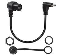 QIANRENON 90 Degree Angle USB C 3.1 Panel Flush Waterproof Cable 10Gbps Type C 3.1 Right Angle Male to Right Angle Female Extension Cable, Threaded to Dashboard or Panel, 30cm/11.8in